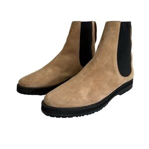 Mari Giudicelli Womens Chelsea Suede Ankle Boots Sz 40 Tan Slip On